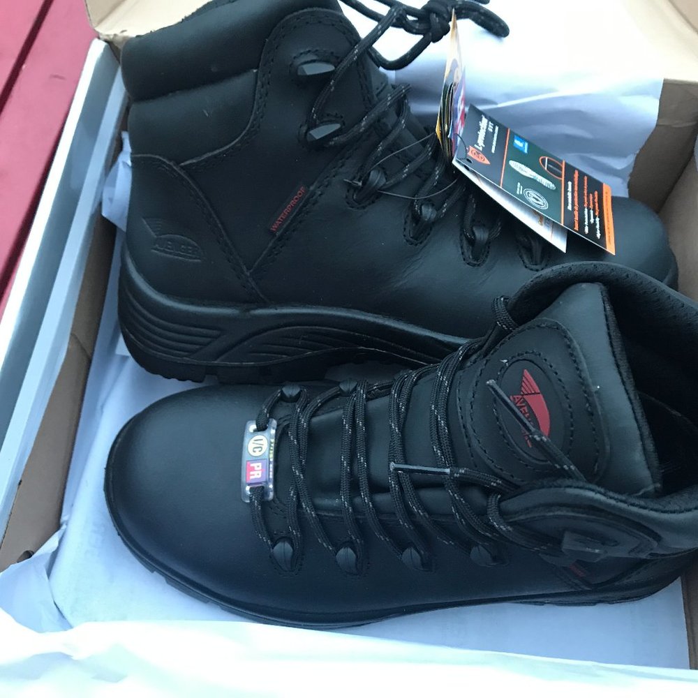 Black Leather Work Boots with Toe Protection